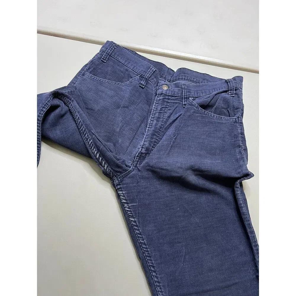 VTG 1980s Levi's 646 Flared Corduroy Trousers Navy Cotton 36W x‎ 31L
